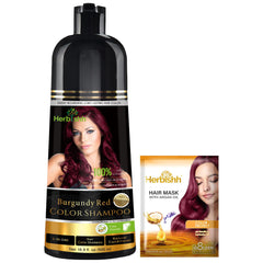 Herbishh Burgundy 3-en-1: bouteille de shampooing couleur pour cheveux gris, pratique et efficace