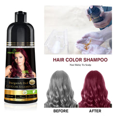 Application couleur-cheveux de Herbishh Burgundy pour les mèches grises en cours