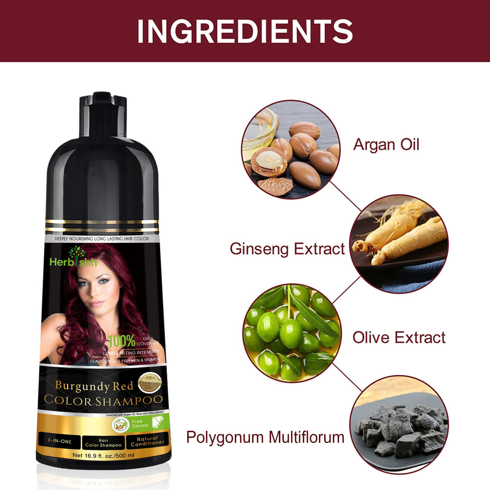 Shampooing colorant sans ammoniac Herbishh Burgundy pour une utilisation douce