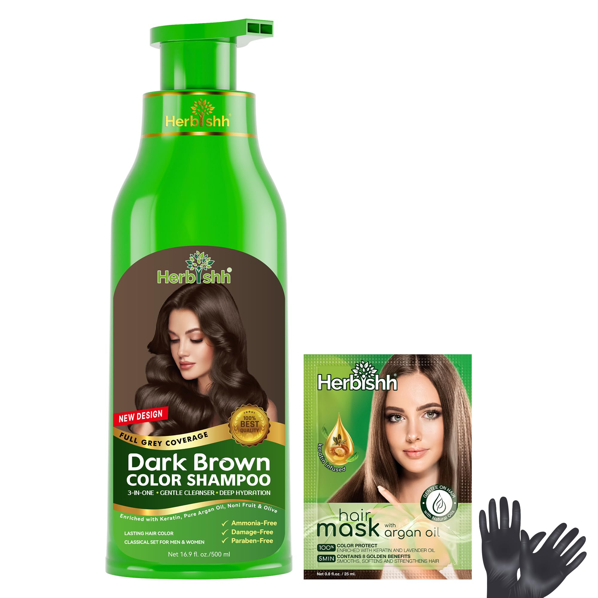 Herbishh shampoo color cabello oscuro: aplicación fácil y cobertura rápida de canas