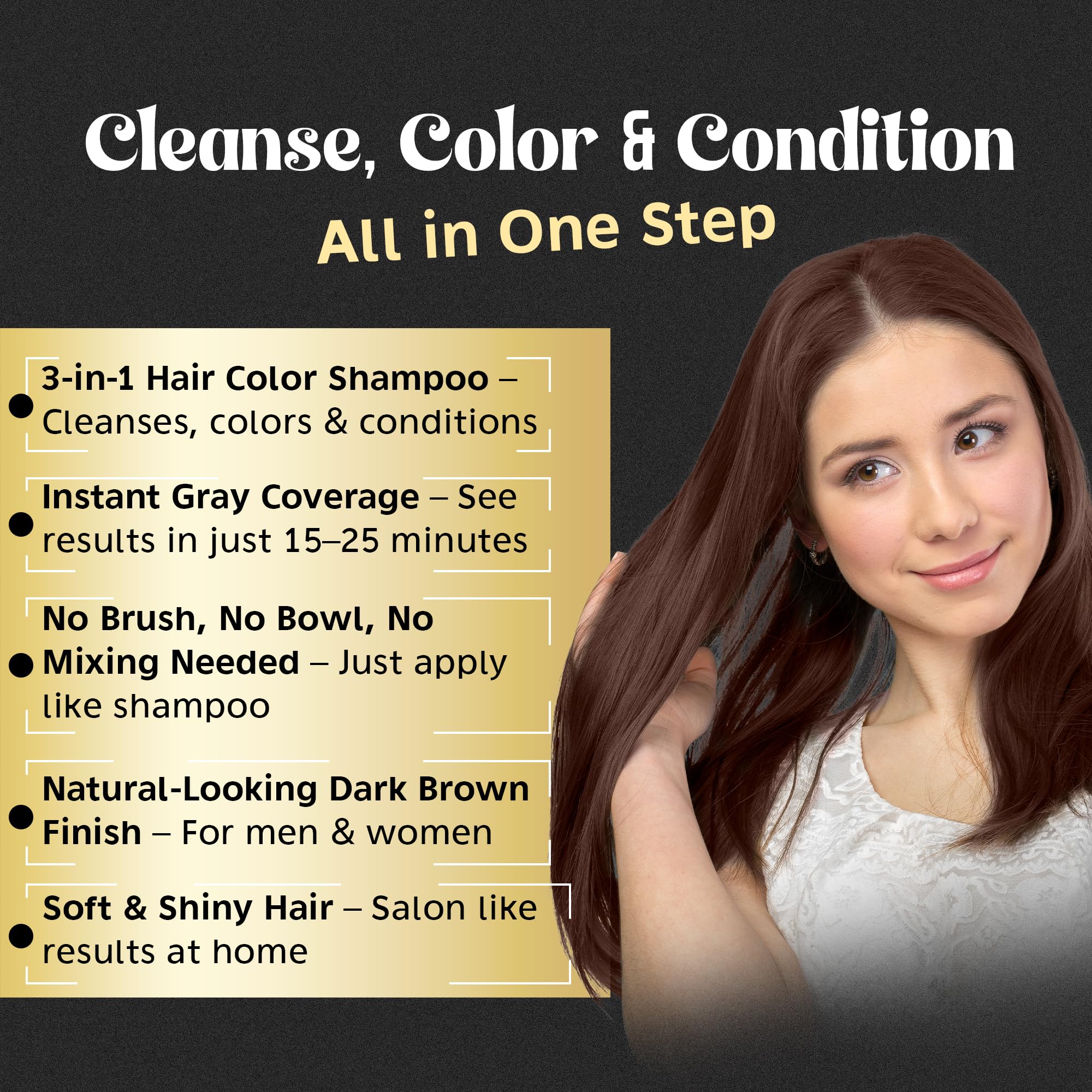 Shampoing couleur Herbishh sur cheveux gris, couverture durable.