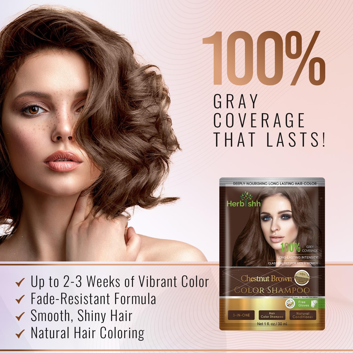 Sobres de color gris Herbishh de 30 ml, aplicación rápida para canas
