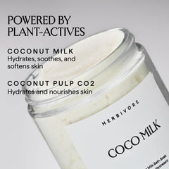 HERBIVORE Leche de Coco, ingredientes naturales para cuidado suave de la piel.