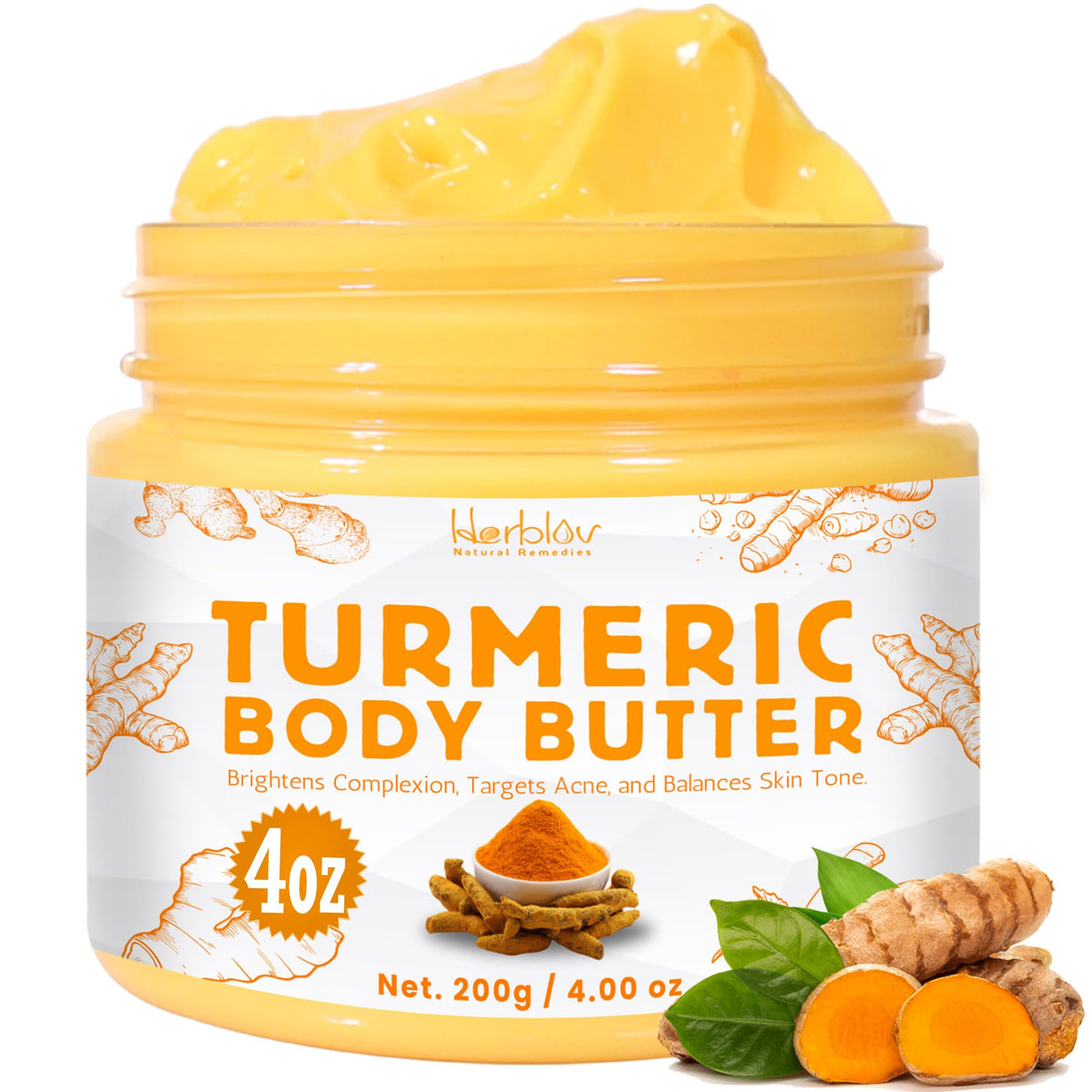 Herblov Crema de Cara con Cúrcuma, ingredientes naturales para piel radiante.