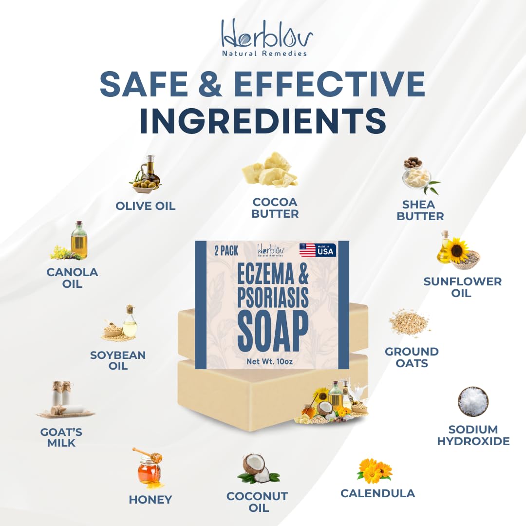 Herblov Jabón para dermatitis, uso diario en cara y cuerpo.