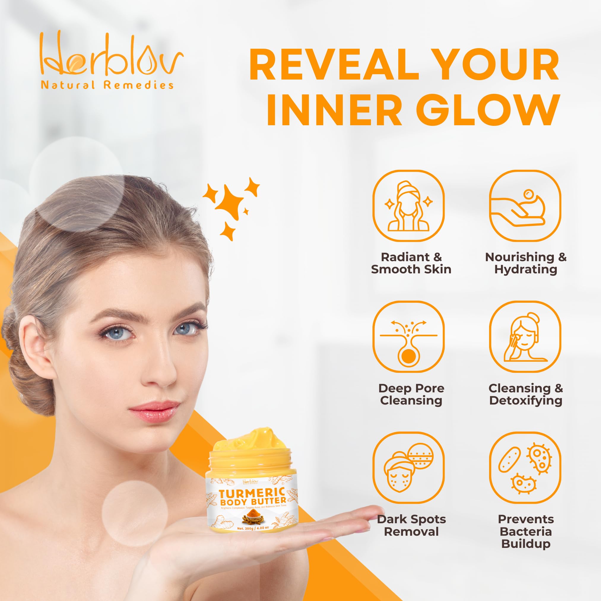 Herblov Rostro Aplicación Crema Curcuma para tono equilibrado.