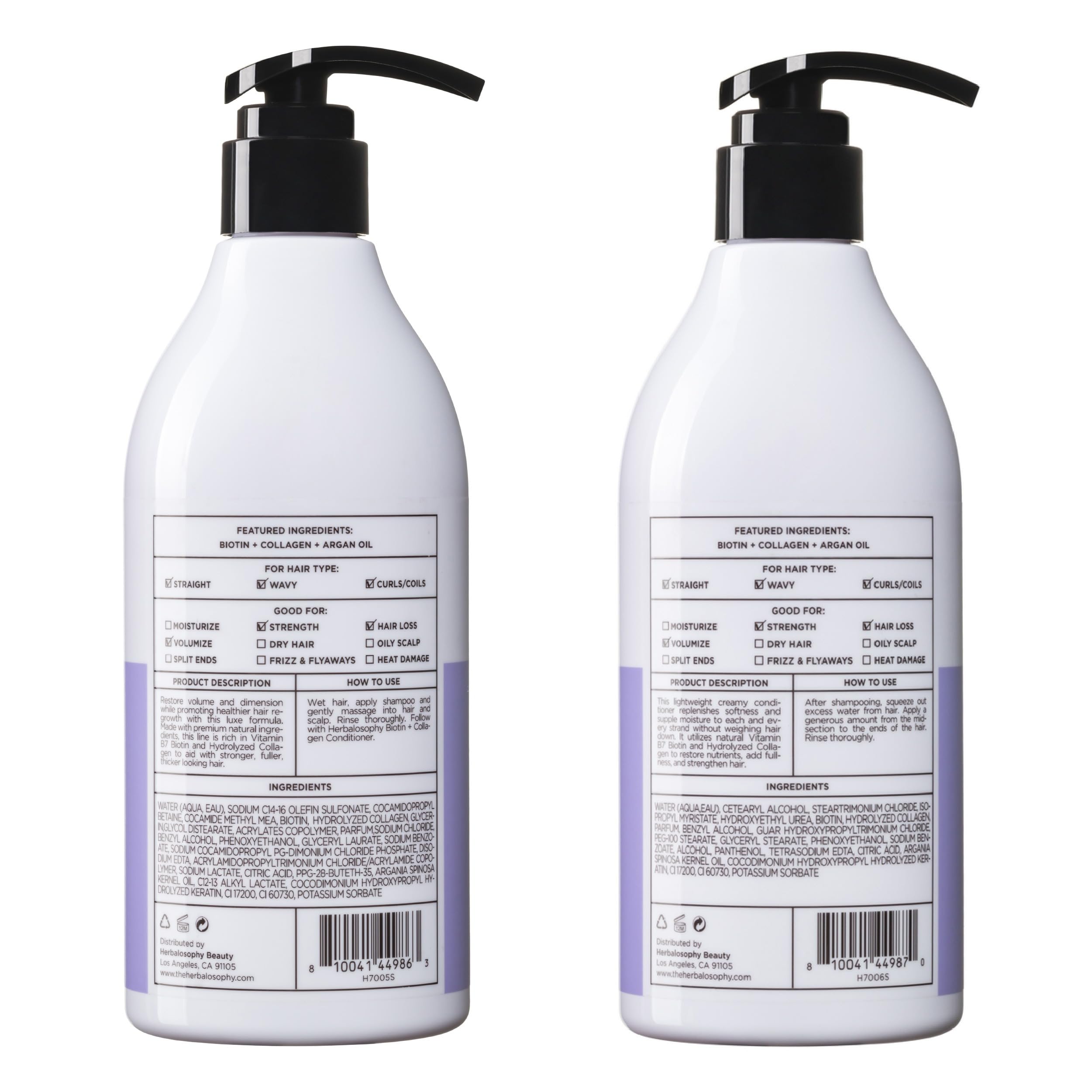 Kit completo Herbalosophy Biotina y Colágeno para cuidado diario del cabello.