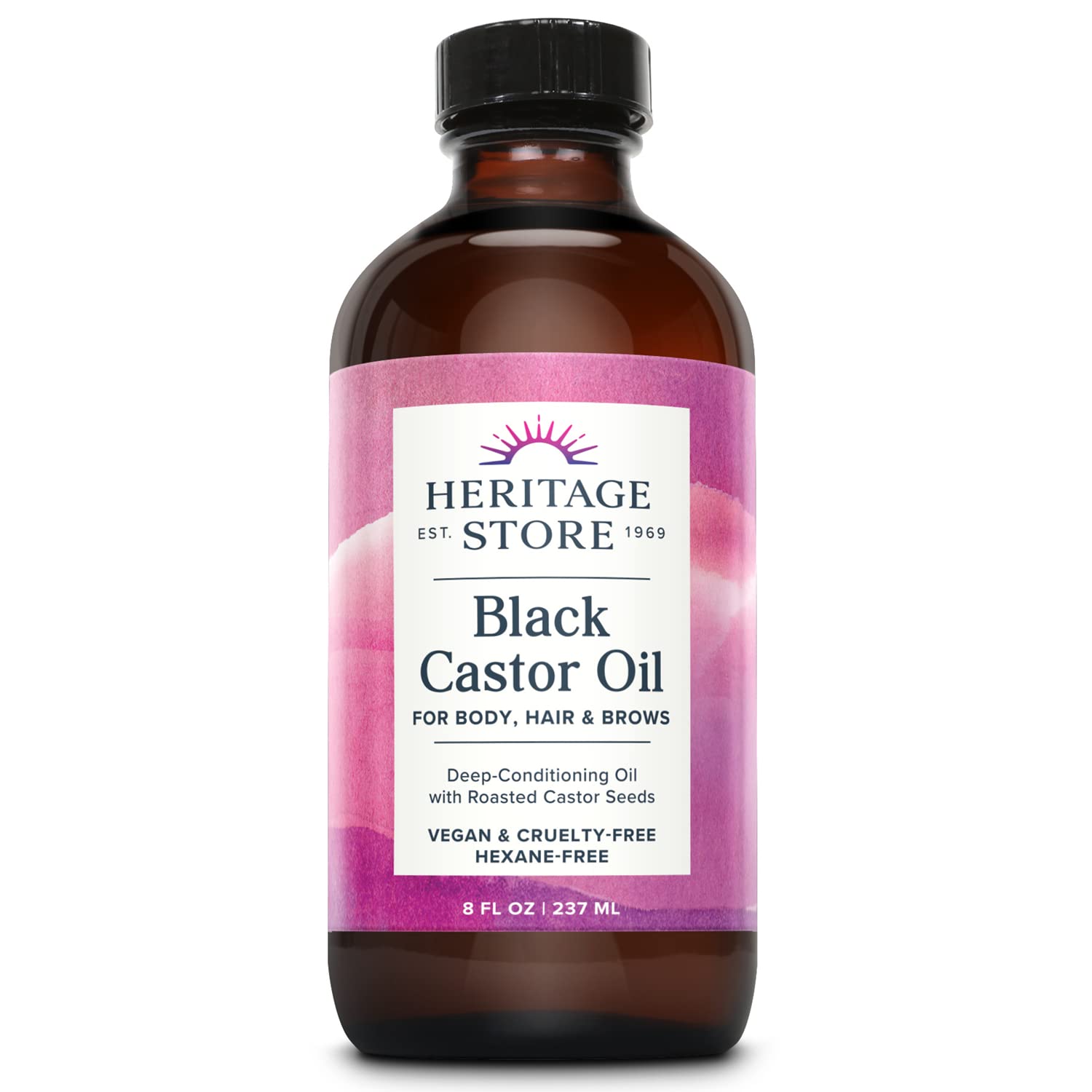 HERITAGE STORE: botella de aceite de ricino negro para hidratación