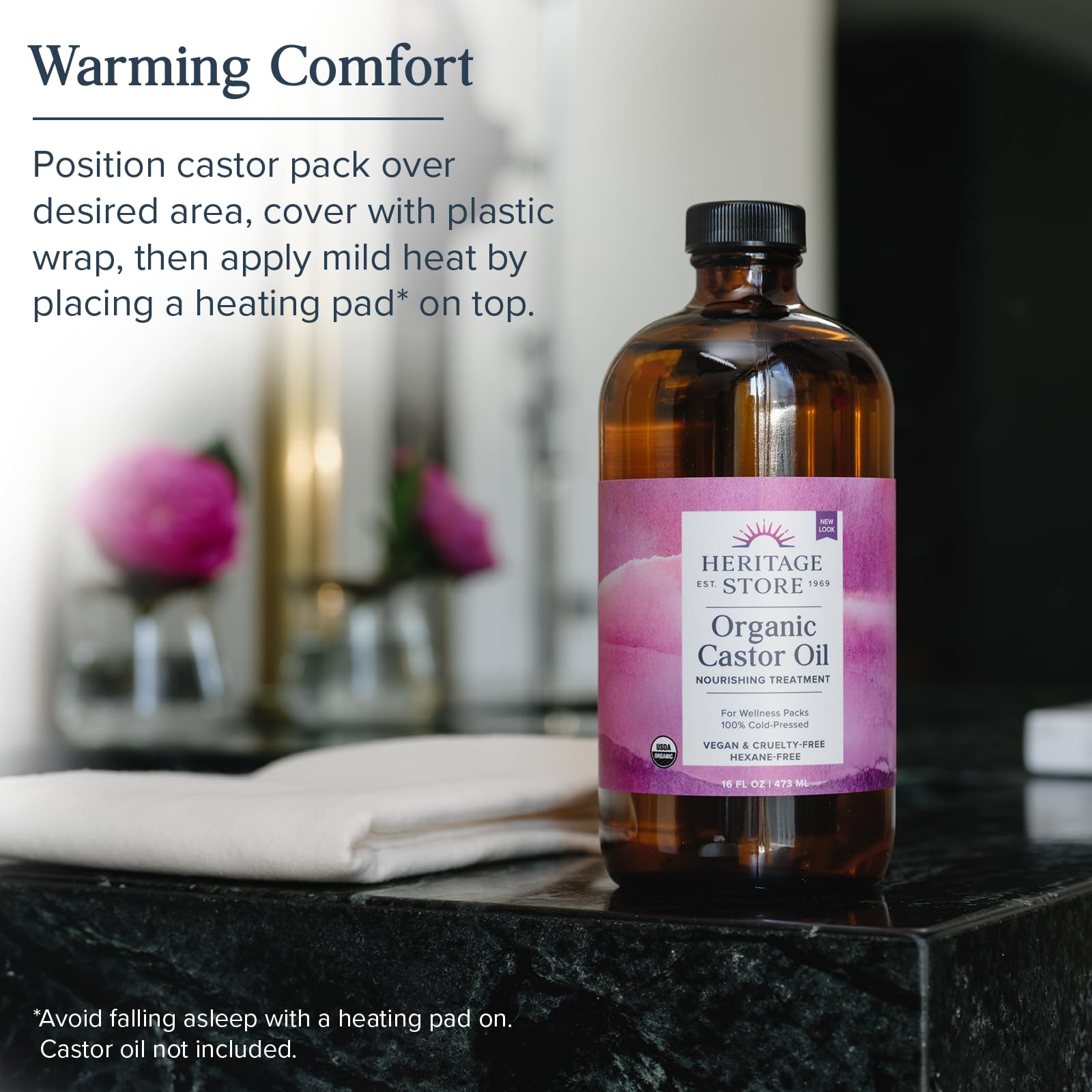 HERITAGE STORE calor suave para compresas de aceite de ricino