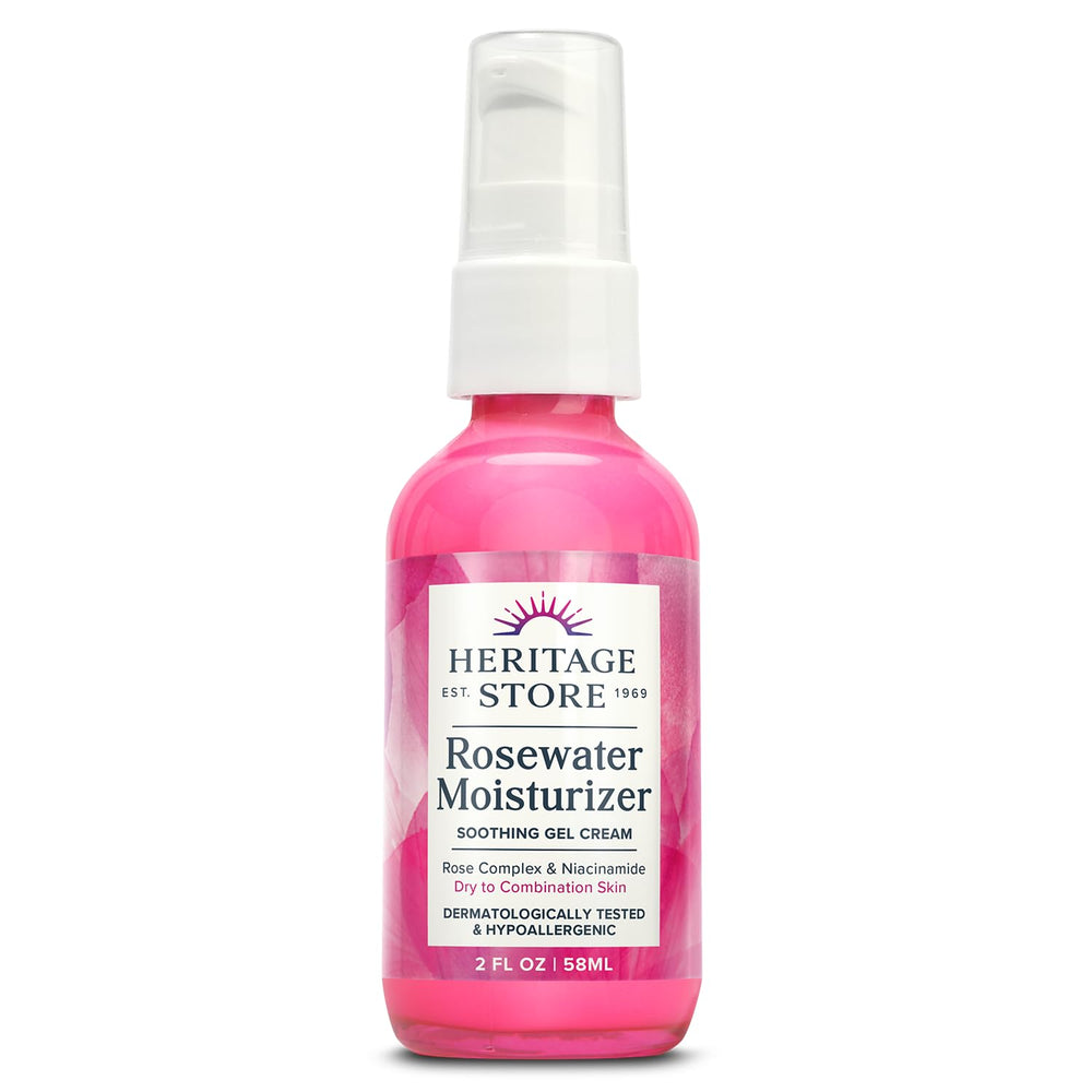 HERITAGE STORE Rosewater hidratante facial en botella para piel seca y mixta.