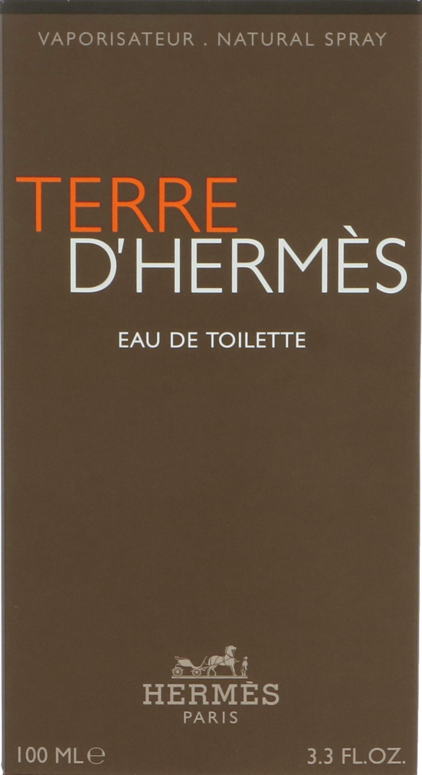 Terre d'Hermès, botella frontal, aroma amaderado y cítrico para hombre moderno.