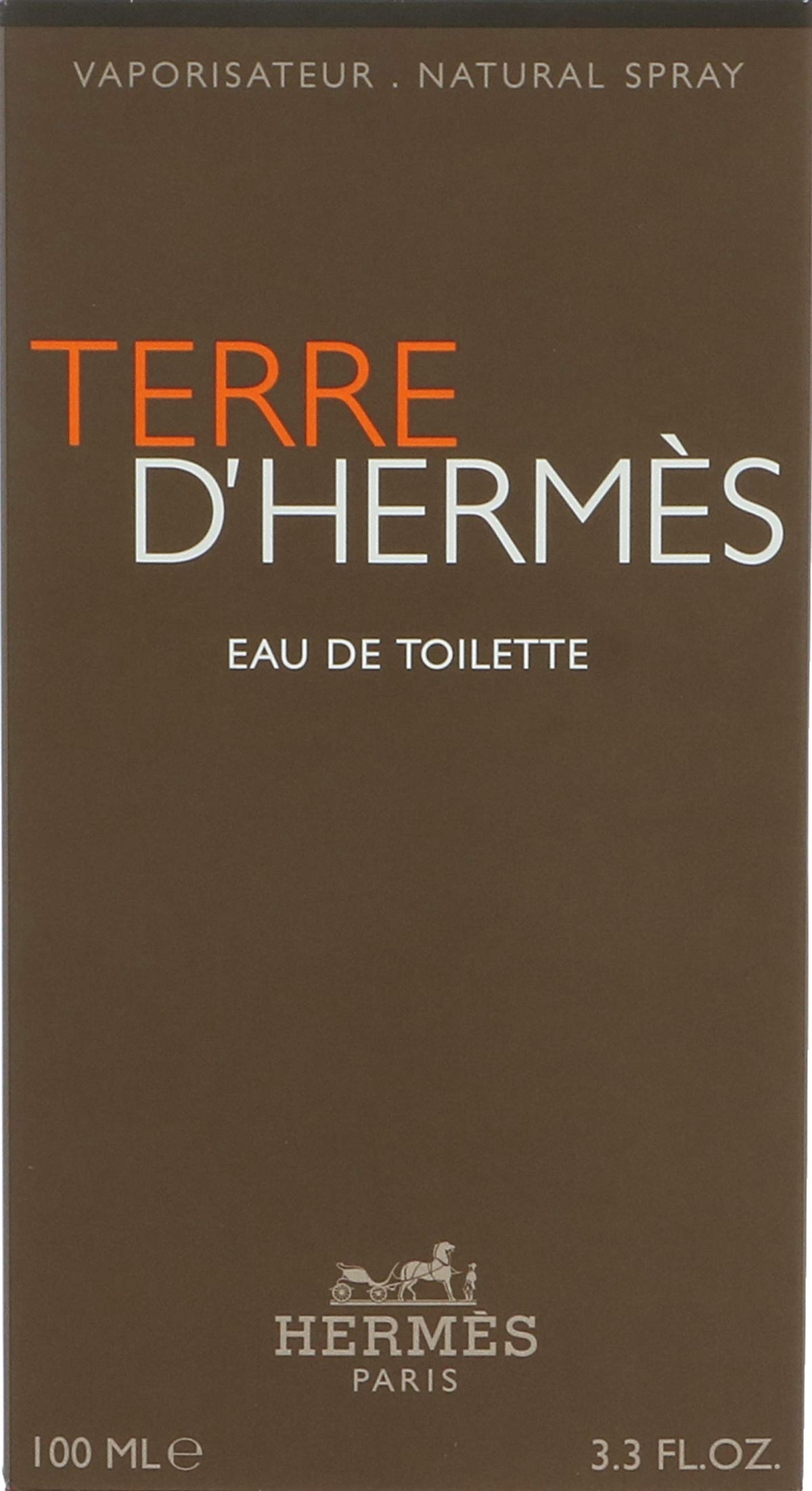 Terre d'Hermès, botella frontal, aroma amaderado y cítrico para hombre moderno.