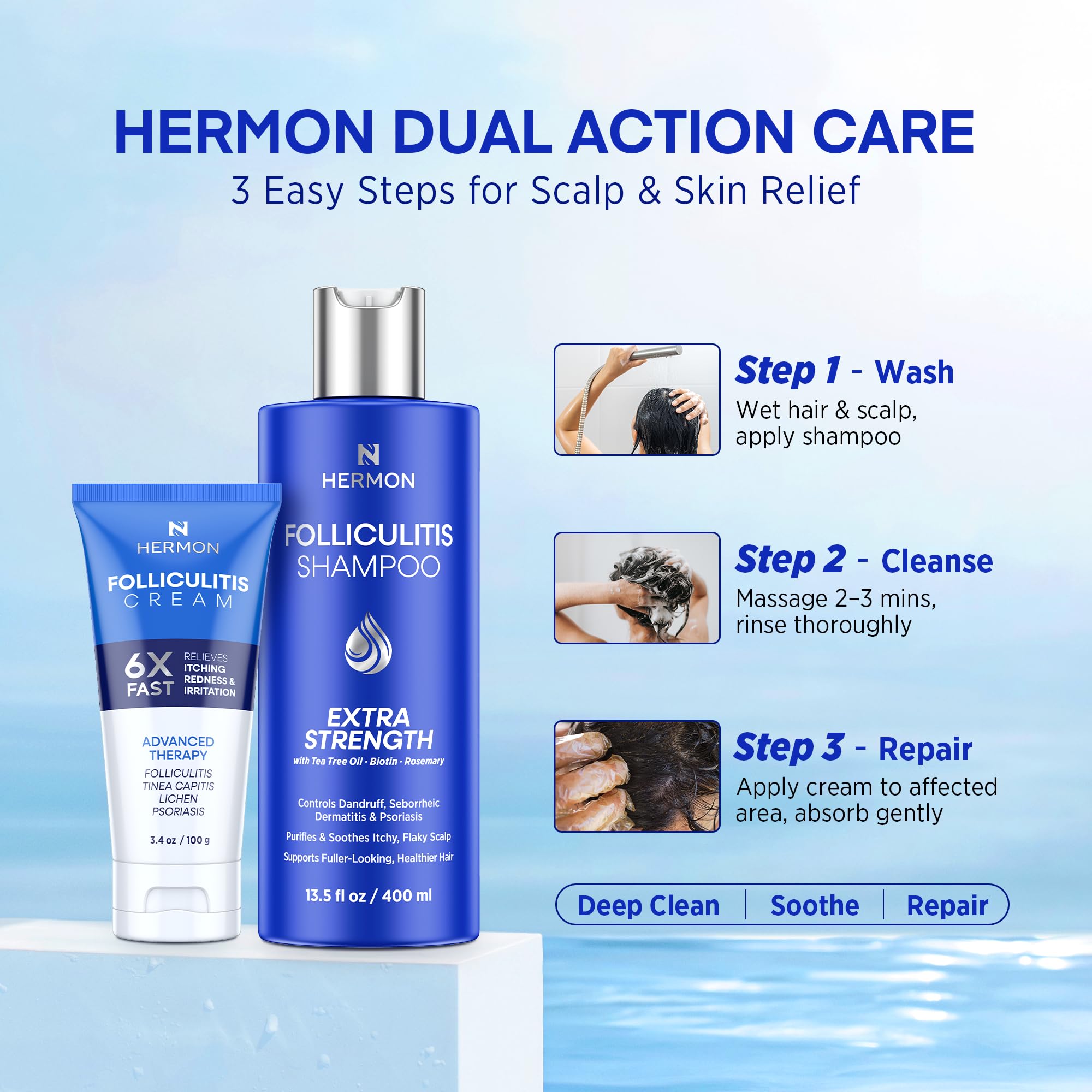 Hermon crema foliculitis, textura suave para la piel