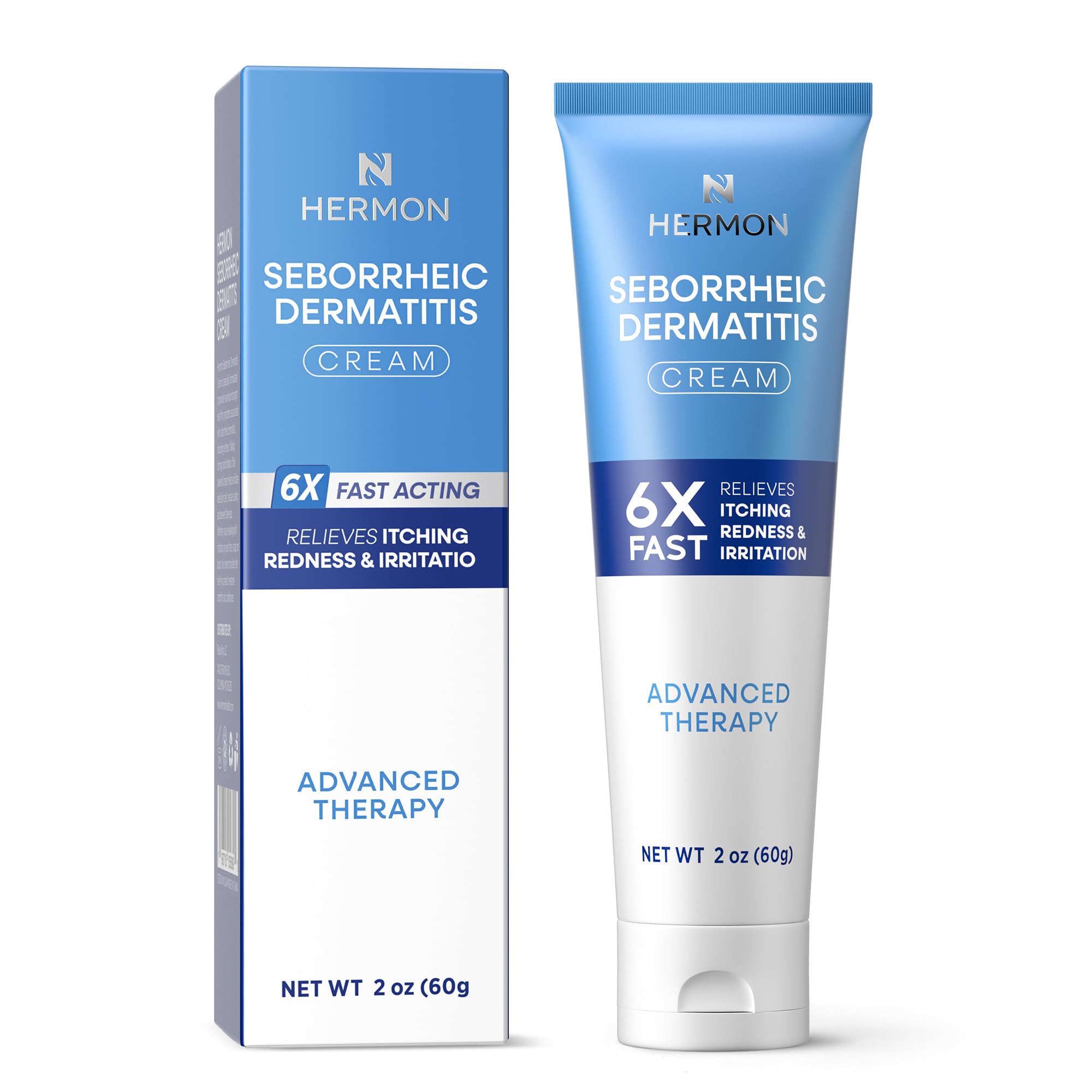 Hermon crema de tratamiento para dermatitis seborreica, aplicación en cuero cabelludo para alivio suave.