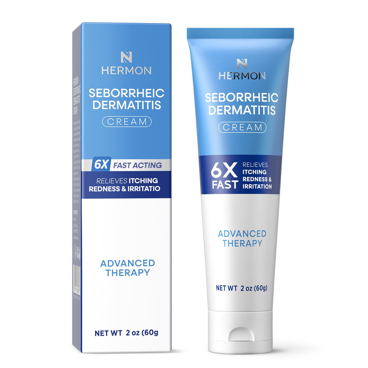 Hermon crema de tratamiento para dermatitis seborreica, aplicación en cuero cabelludo para alivio suave.