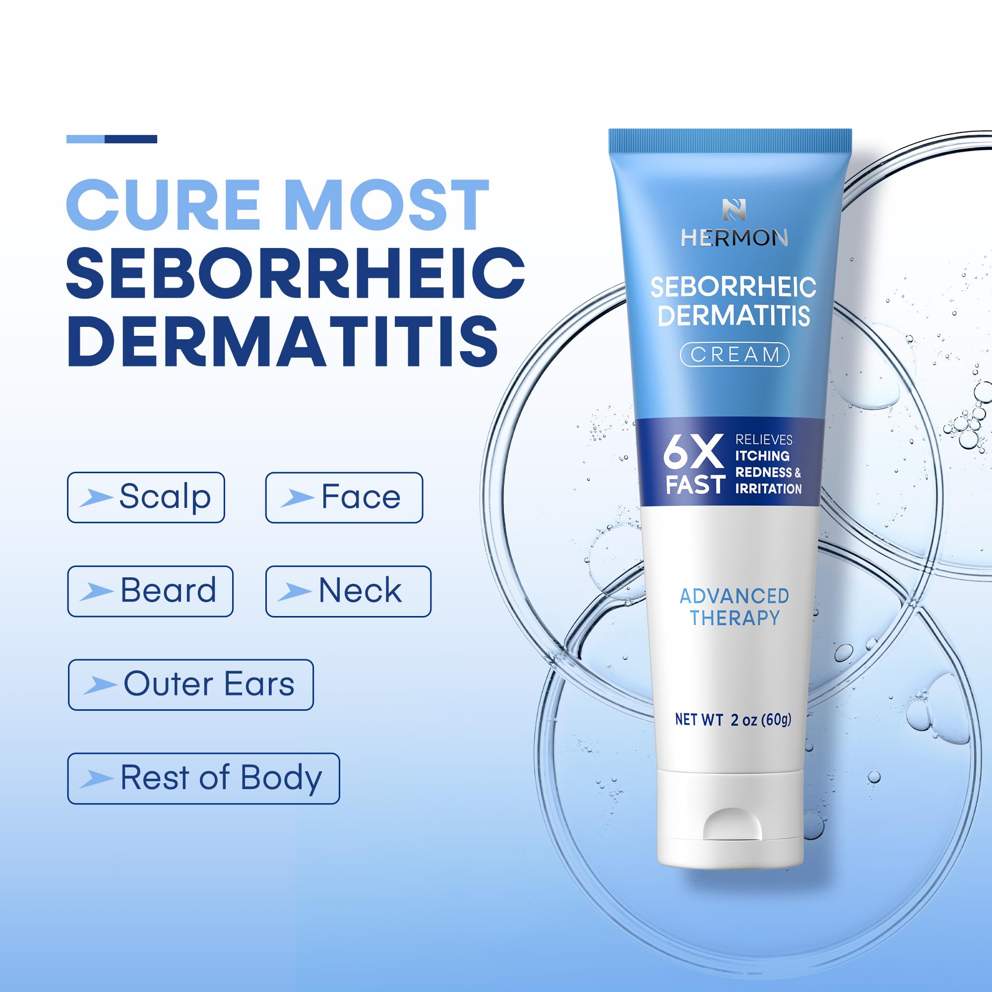 Hermon envase crema dermatitis seborreica para uso diario suave.