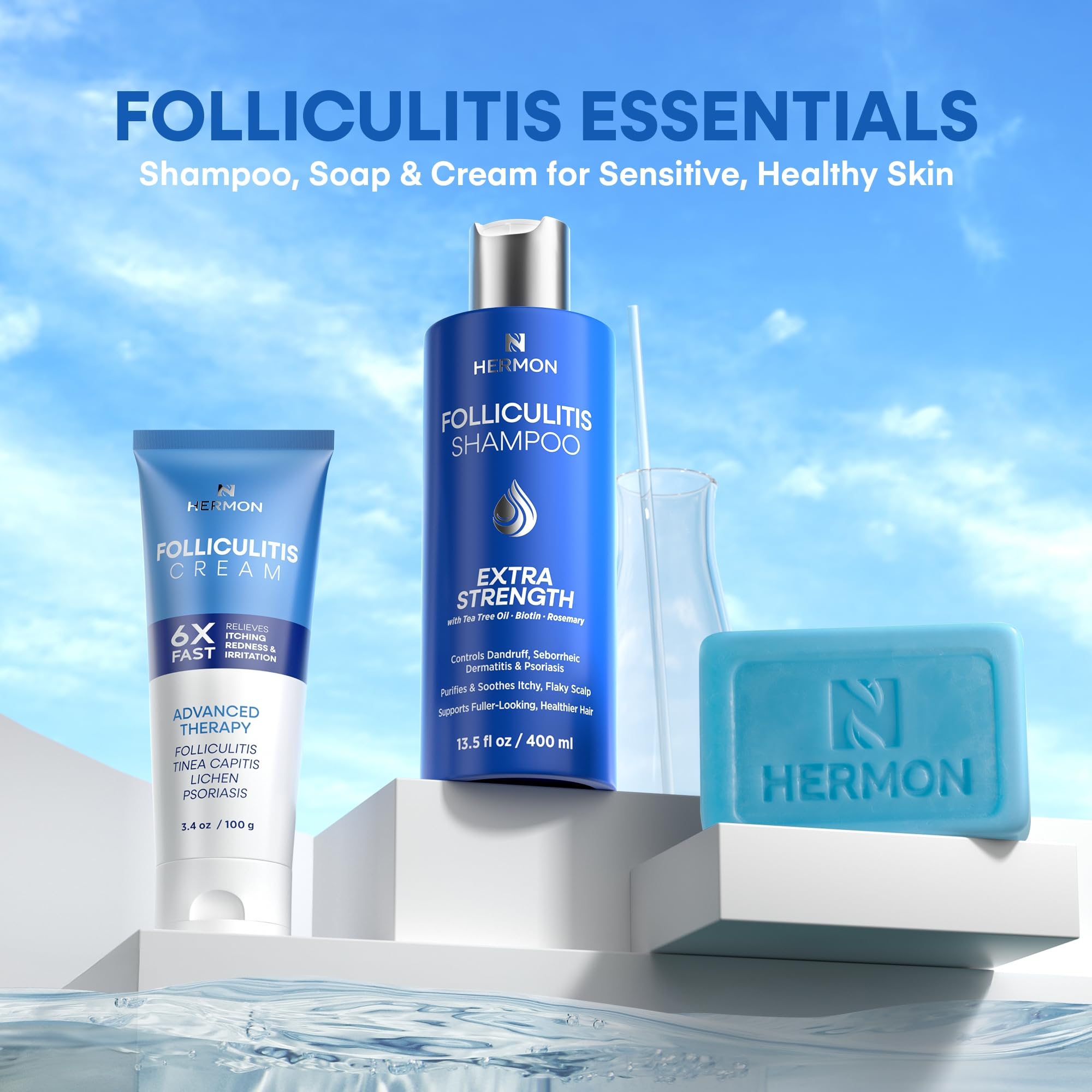 Hermon champú densidad capilar, cabello con aspecto más grueso.