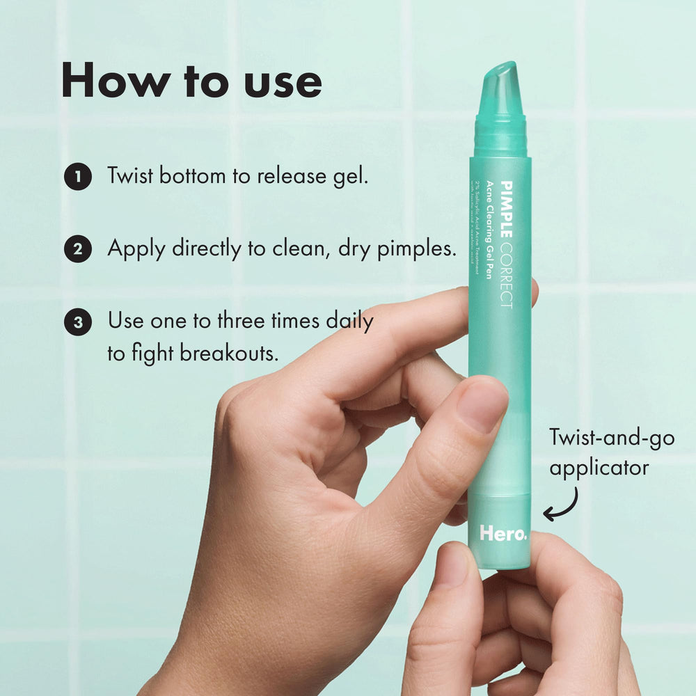 Hero Cosmetics puntos actuales de acné tratados con precisión puntual.