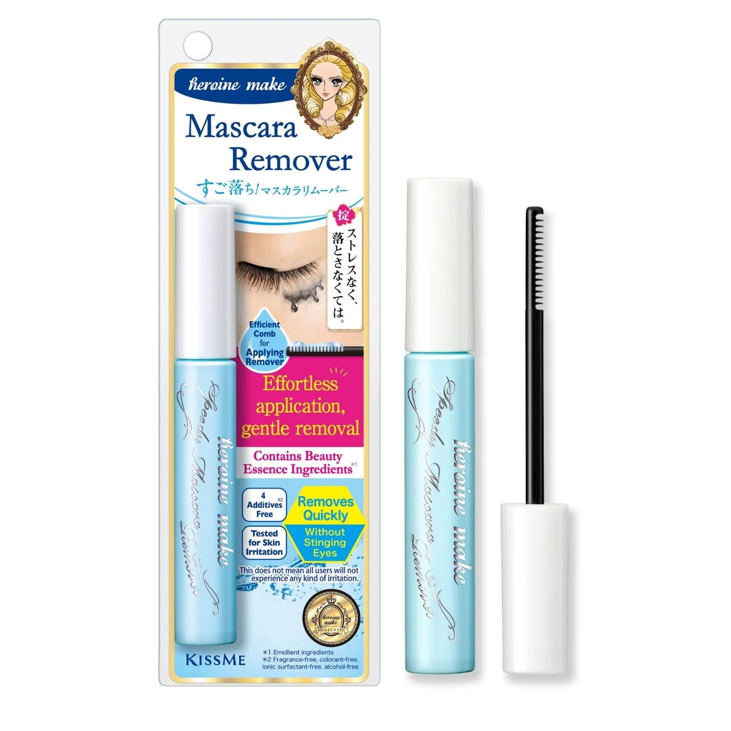 Heroine Make desmaquillante para pestañas rápido elimina máscara impermeable con suavidad.
