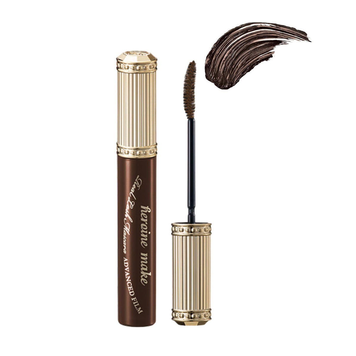 Heroine Make Mascara marrón: aplicación suave y definición natural de pestañas.