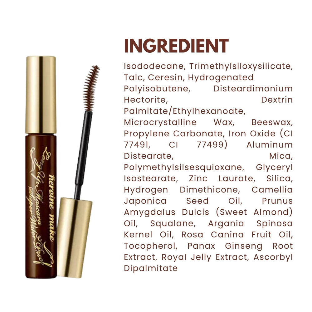 Heroine Make Mascara marrón hipoalergénico para uso cómodo sin irritación