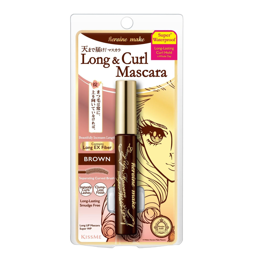 Heroine Make Mascara resistente al agua con cepillo suave para rizo definido y duradero.