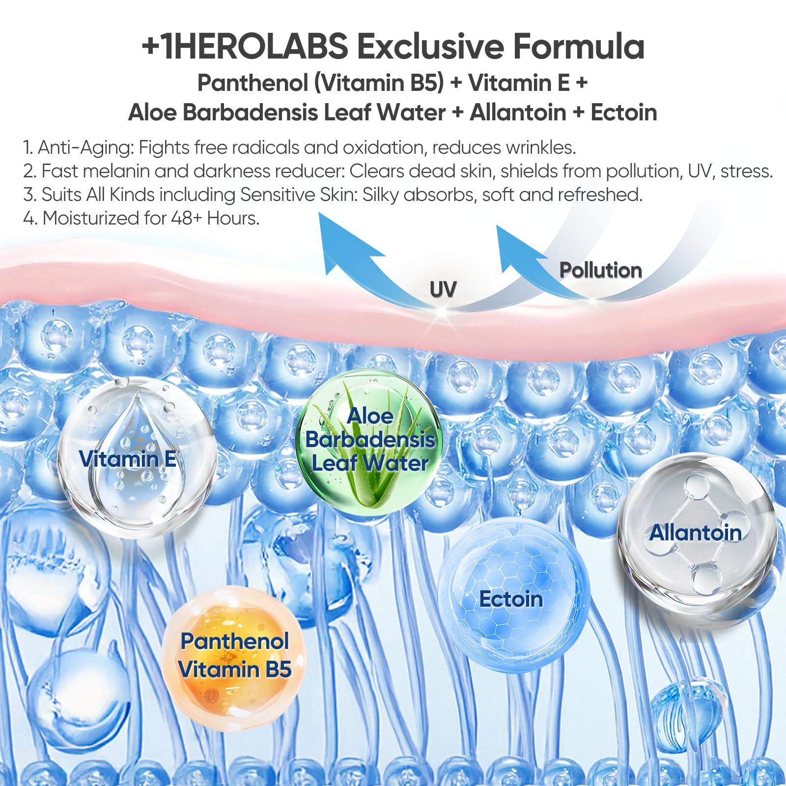 Herolabs serum hialurónico ingredientes clave: ácido hialurónico y vitaminas