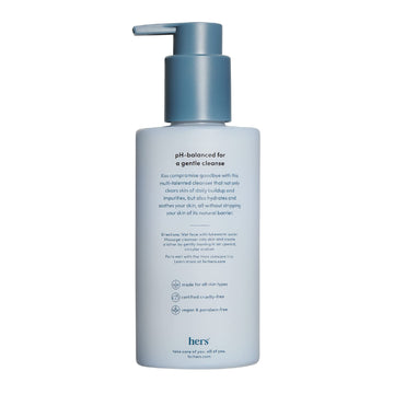 Foamy lather from Hers Clear Waters cleanses without stripping skin
