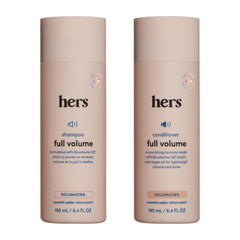 hers shampoing-volume bouteille, offre un volume visible après chaque lavage