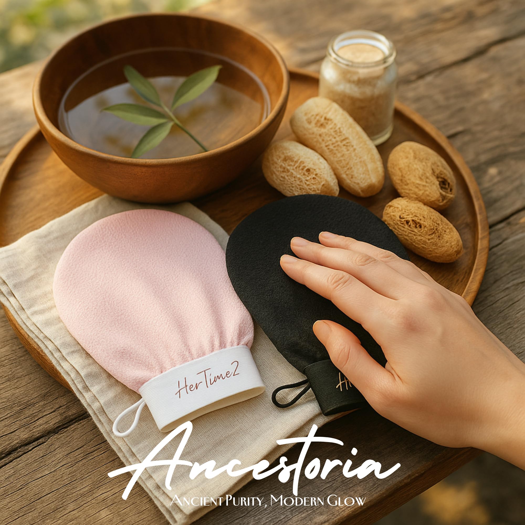 Ancestoria guantes exfoliantes reutilizables, sin químicos y diseño duradero.