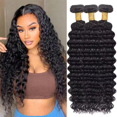 Hetnear Deep Wave Bundles 18 inch close-up shows natural texture and curl pattern