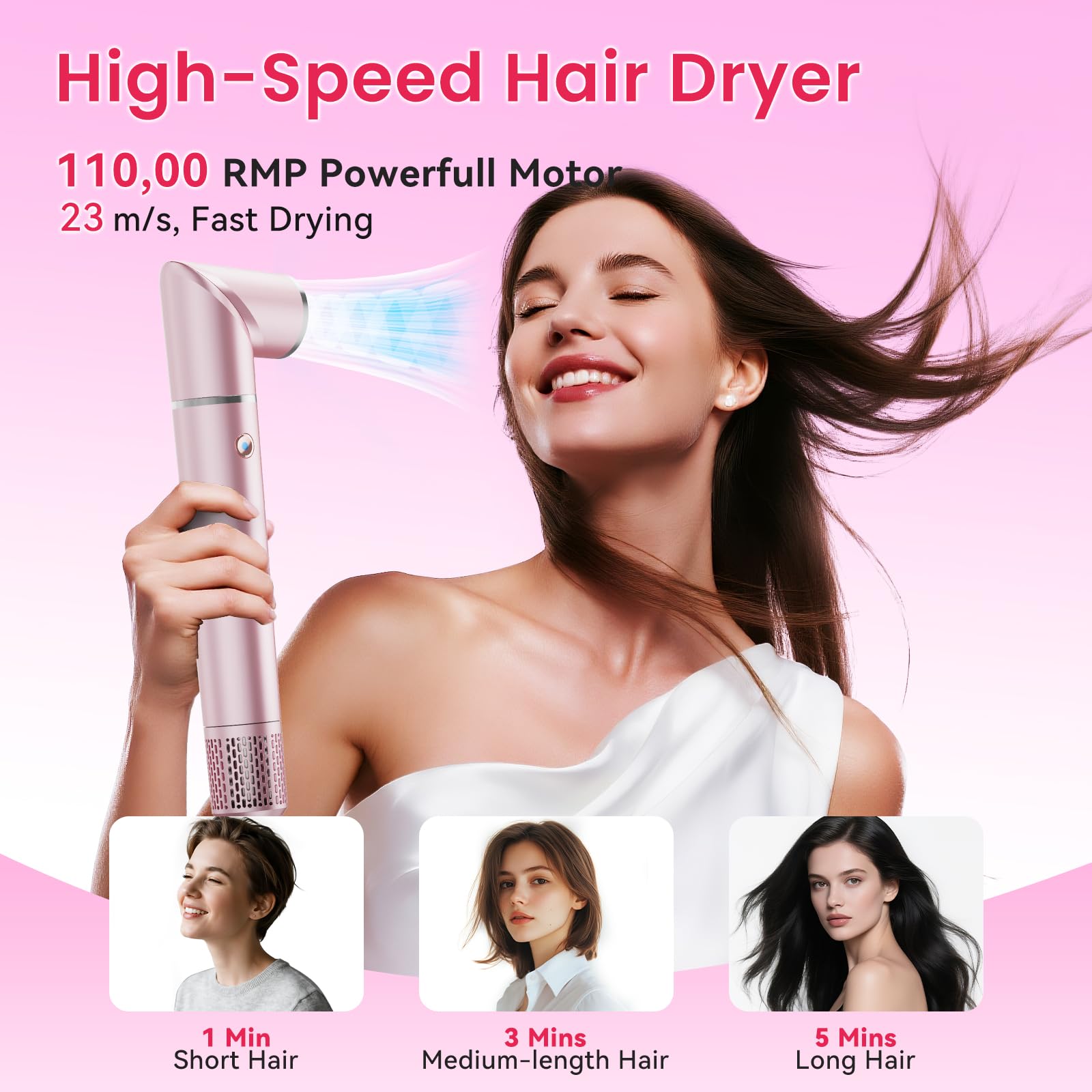 Heyfeel 5 en 1 Styler motor de alta velocidad para secado rápido
