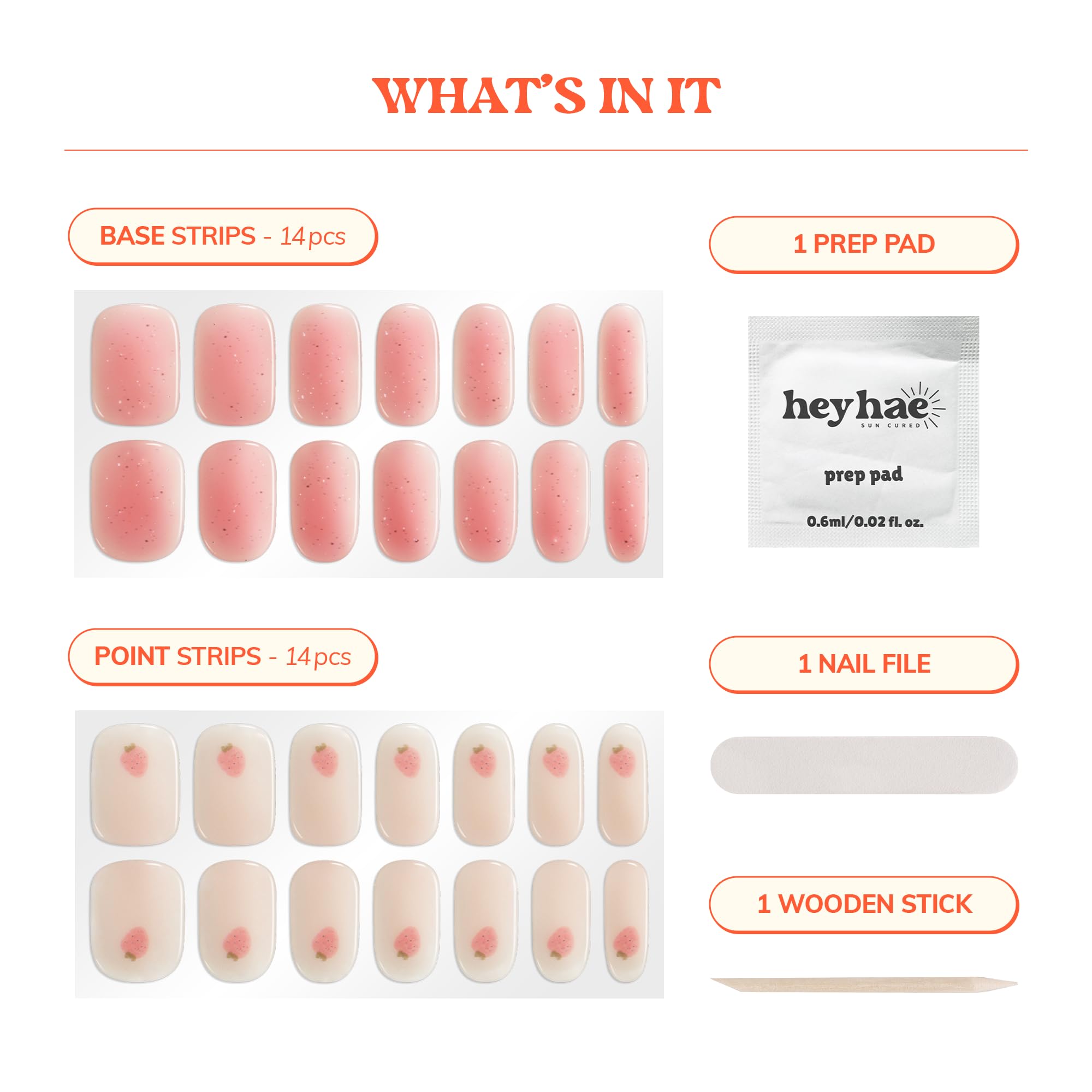 Heyhae tiras gel translúcidas con brillo rosa para uñas con acabado profesional