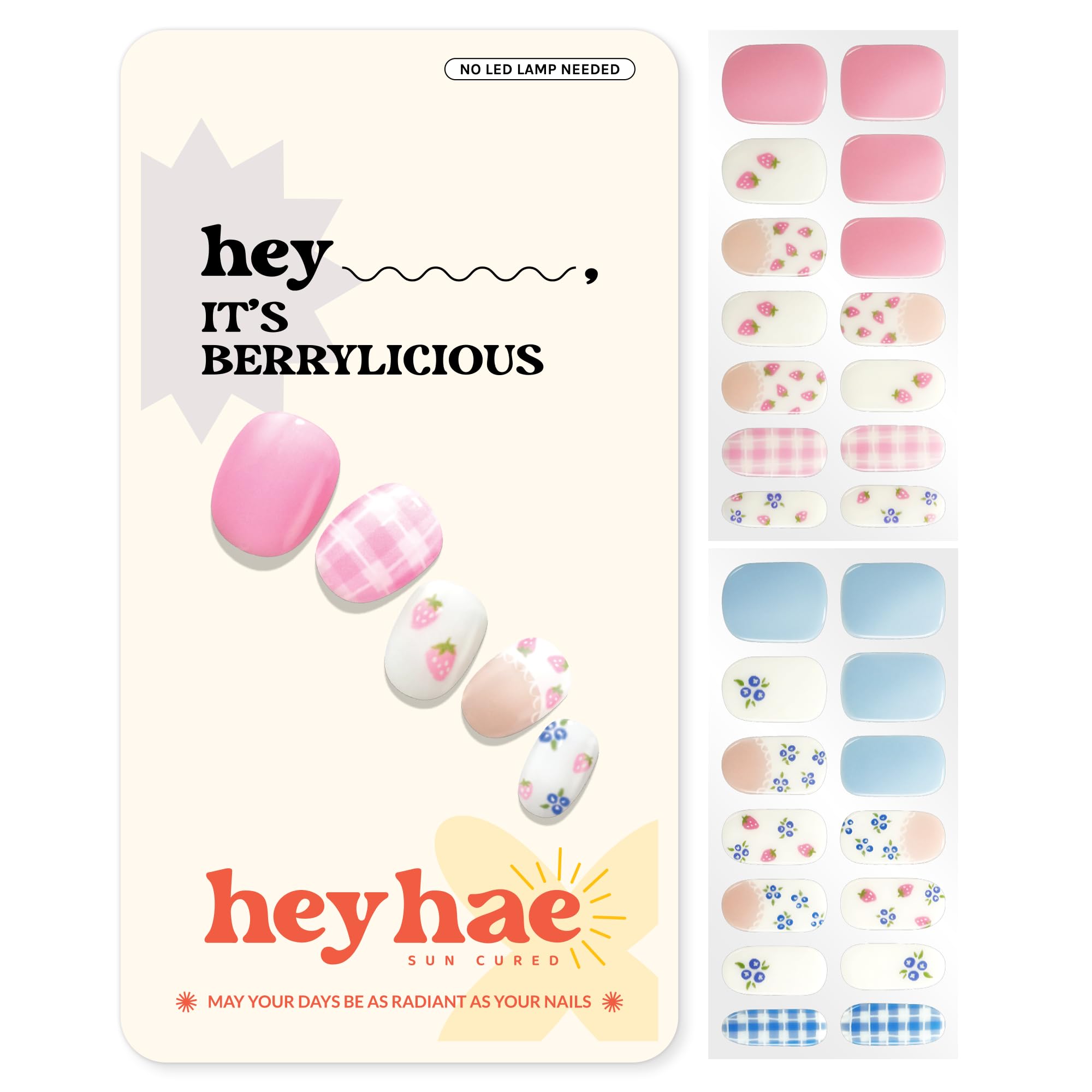 Heyhae tiras gel semicuradas fresa-arandano en rosa para manicura rápida y duradera