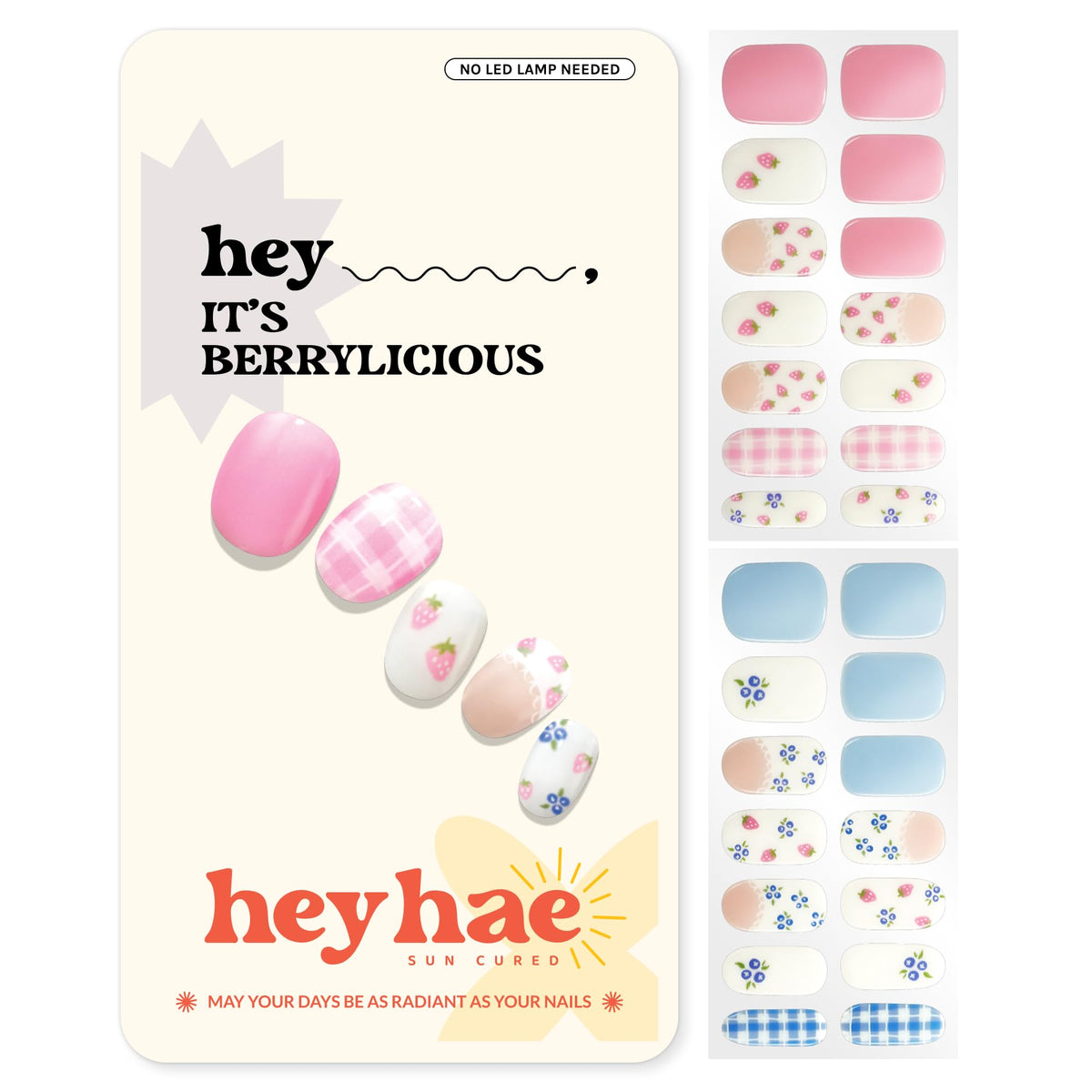 Heyhae tiras gel semicuradas fresa-arandano en rosa para manicura rápida y duradera