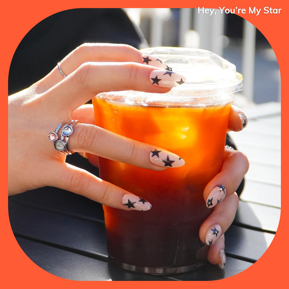 Heyhae Tiras Gel Semi-Curado con estrellas negras para un estilo único.