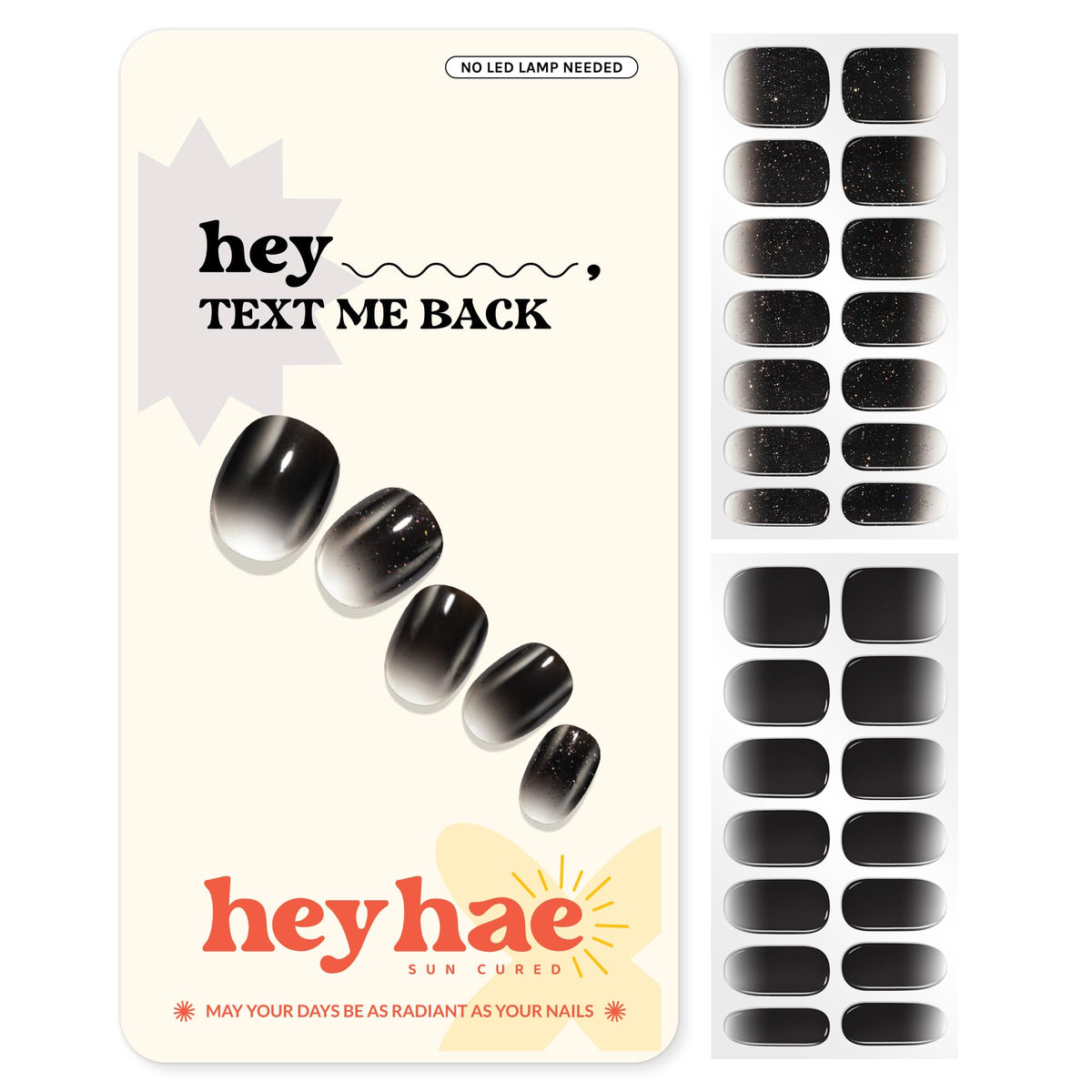 Heyhae tiras gel semicurado en ombré negro para un acabado sofisticado y duradero