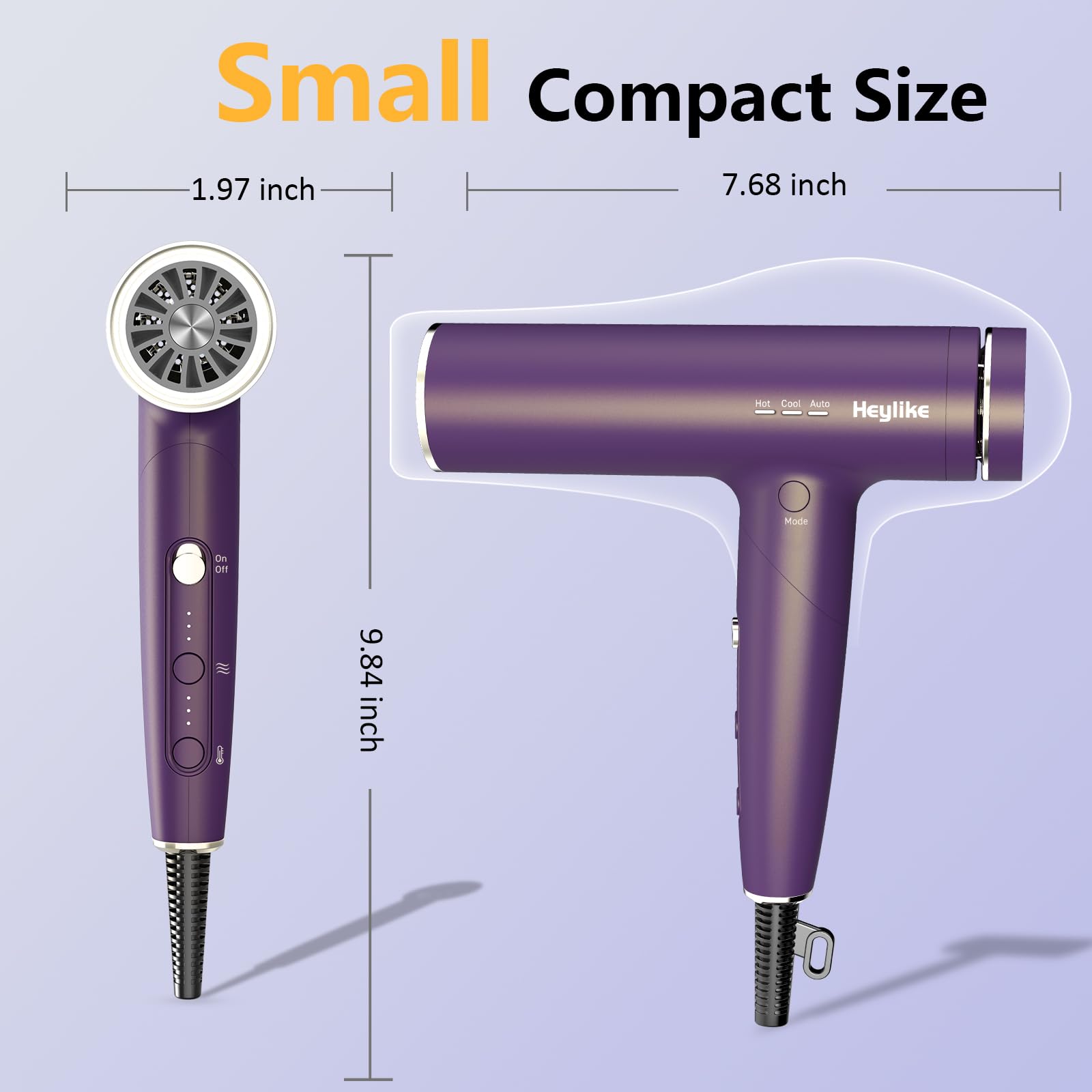 Heylike secador viaje con control térmico para seguridad del cabello