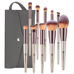HEYMKGO set de brochas 10 piezas en dorado champagne para un acabado profesional.