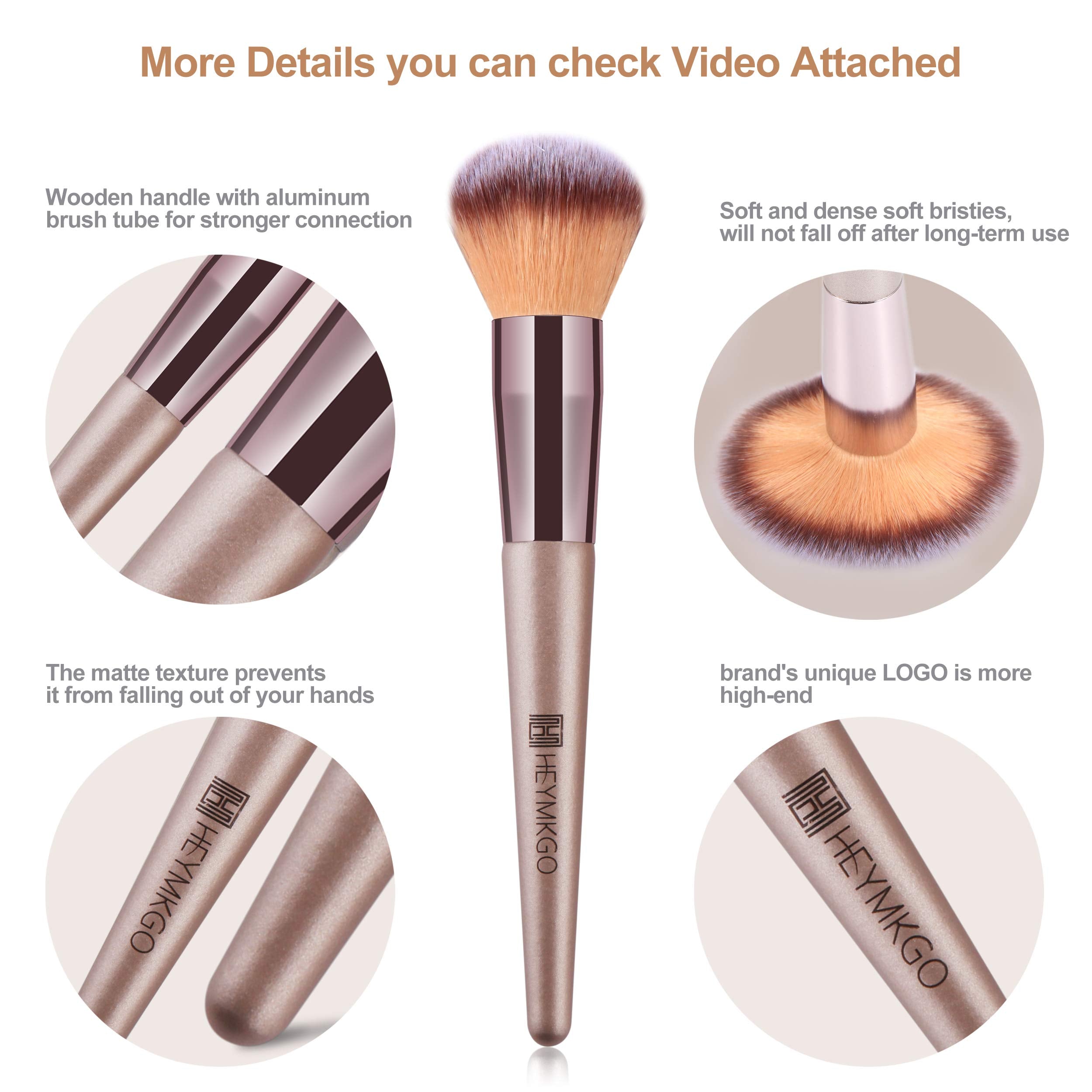 HEYMKGO Pincel polvos para fijar maquillaje e iluminar zonas clave.