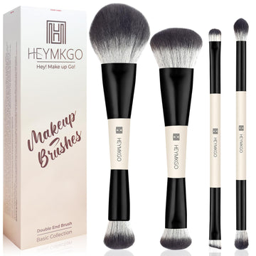 HEYMKGO: set de brochas dobles para fundación y contorno, acabado suave y uniforme.
