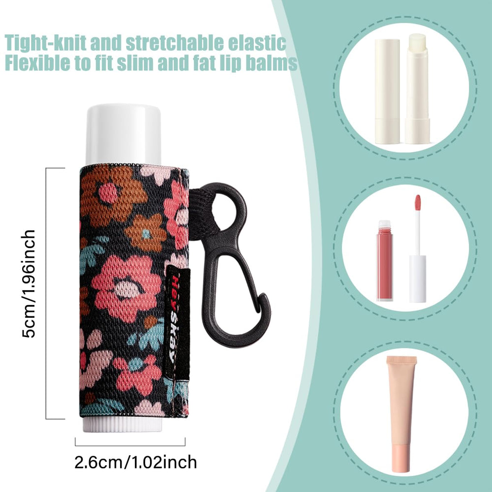HEYSKAY funda elástica para bálsamo labial con diseño floral, práctico para mochilas.