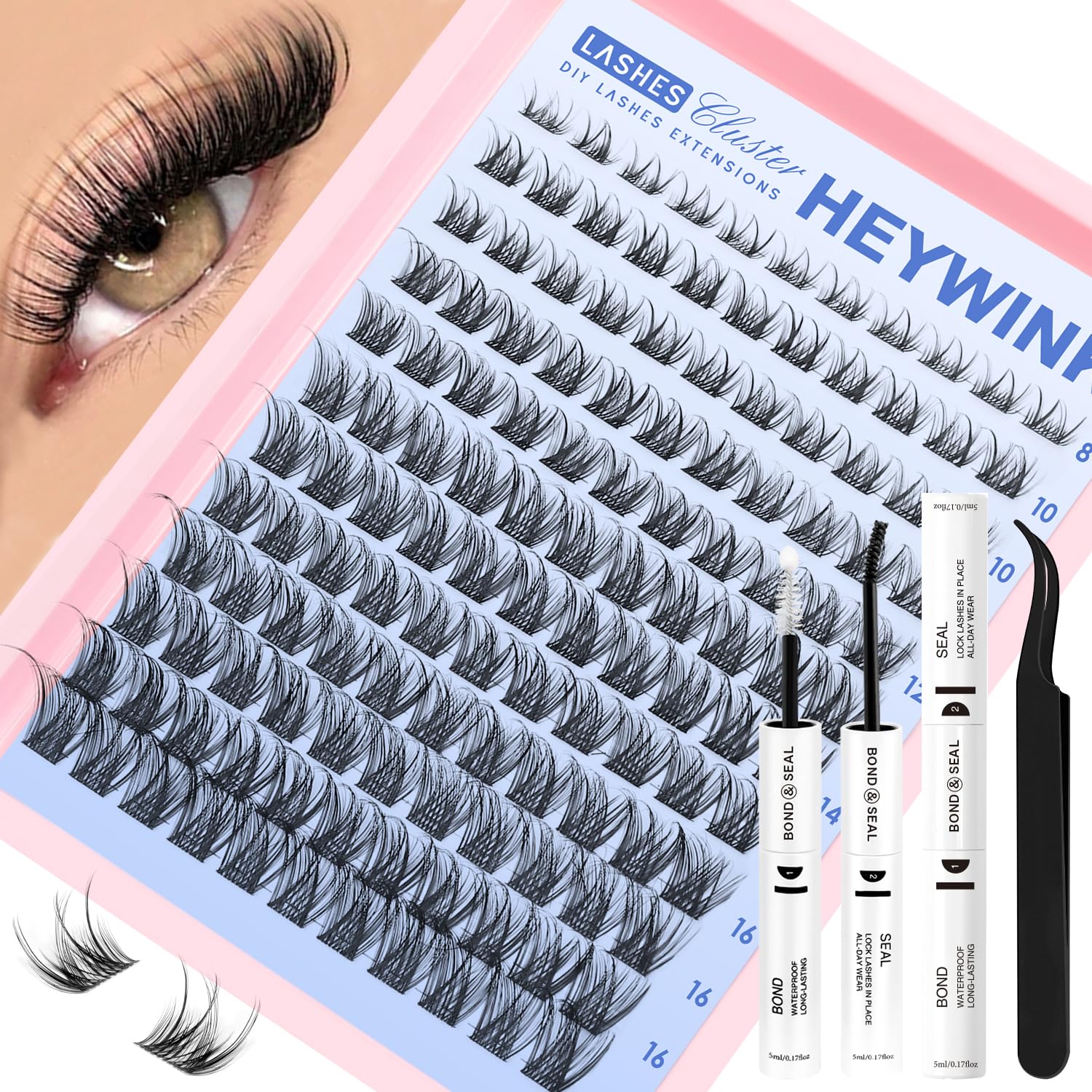 HEYWINK kit-diy-extensiones-pestanas-naturales-8-18mm para uso diario con acabado natural.