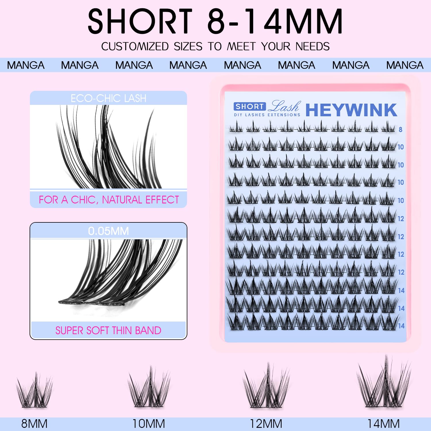 HEYWINK Manga Lash Clusters Bond y Sellador para fijar clústeres con duración