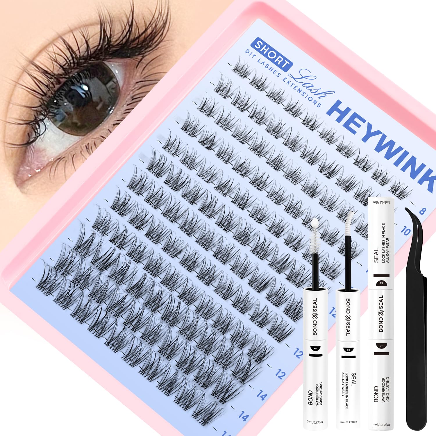 Heywink Venus Kit Corto: empaque compacto para empezar con racimos de pestañas.