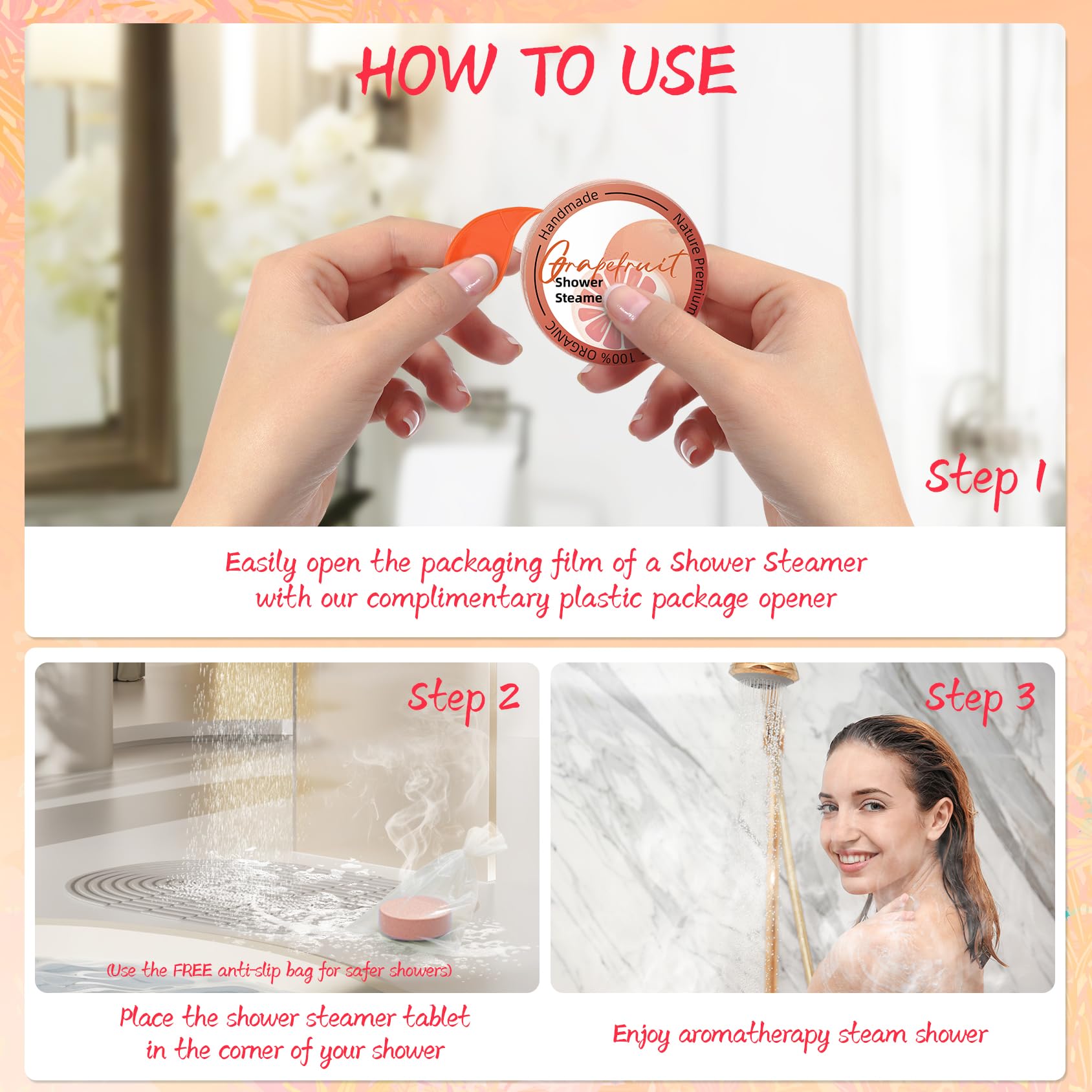 HFHO pastilla de vapor para ducha limon, toque cítrico para revitalizar
