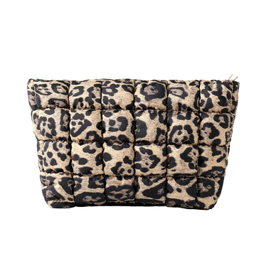 Bolso HFLZBRO acolchado marrón leopardo para viajar con estilo.