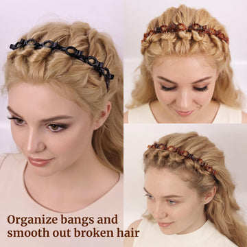 HFZRZFH diadema-trenza 8 clips negro, crea look retro en minutos.
