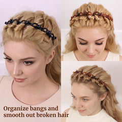 HFZRZFH diadema-trenza 8 clips negro, crea look retro en minutos.