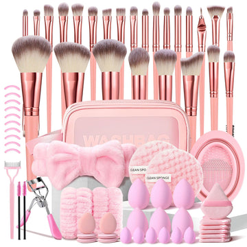 HGHDBT: brochas de maquillaje rosas ergonómicas para uso cómodo y preciso.